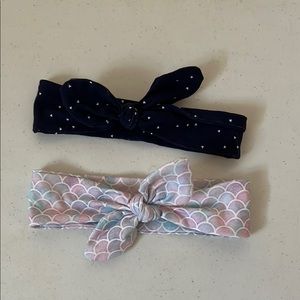Set of Two Knotted Headbands - Navy and Pastel